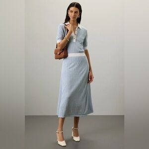 BOSS Baby Blue Polo Knit Midi Dress